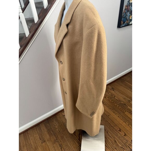 Jos A Bank Vintage Mens 100% Cashmere Peacoat Over Coat Camel Brown Size 42 - Picture 3 of 7